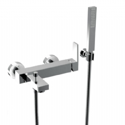 Miscelatore per vasca esterno con supporto duplex e doccia H2Q