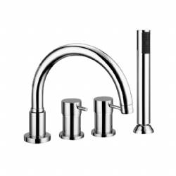 Miscelatore bordo vasca 4 fori, con bocca e kit doccia Grillo