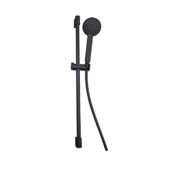 Saliscendi in ottone composto da : rampa con asta a sezione tonda in ottone , doccetta anticalcare minimal  monogetto in abs, flessibile cm.150